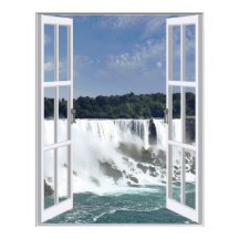 Schöner Wasserfall-Faux-Fensterblick