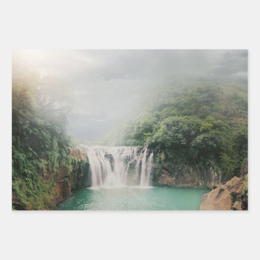 Schöner Wasserfall im Bergwald Geschenkpapier Set (Vorderseite 2)