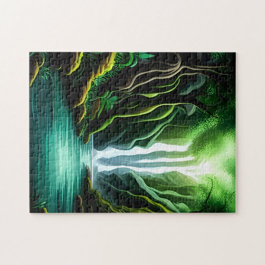 Schöner Wasserfall im Dschungel Puzzle (Horizontal)
