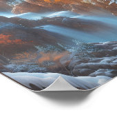 Schöner Wasserfall im Schneewald Poster (Ecke)