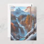 Schöner Wasserfall im Schneewald Postkarte (Vorne/Hinten)