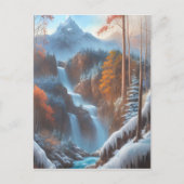 Schöner Wasserfall im Schneewald Postkarte (Vorderseite)