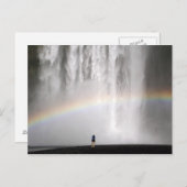 Schöner Wasserfall in Island mit Regenbogen Postkarte (Vorne/Hinten)