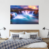 Schöner Wasserfall Island Naturfotografie Leinwanddruck (Insitu (Schlafzimmer))