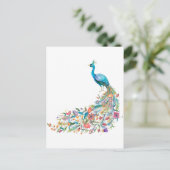 Schöner Wasserfarbblauer Pfau I Postkarte (Stehend Vorderseite)