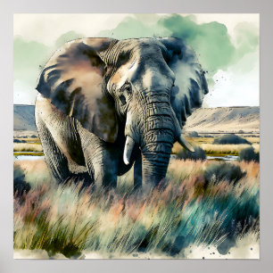 Schöner Wasserfarbenelephant Poster