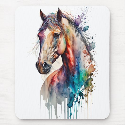 Schöner Watercolor Horse Mouse Pad Mousepad (Vorne)