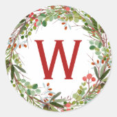Schöner Watercolor Wreath Winter Weihnachten Runder Aufkleber (Vorderseite)
