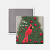 Schöner Weihnachts-Roter Kardinal Magnet (Vorderseite/Rückseite)