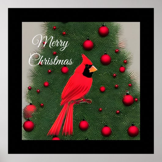 Schöner Weihnachts-Roter Kardinal Poster (Vorne)