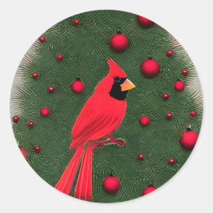 Schöner Weihnachts-Roter Kardinal Runder Aufkleber