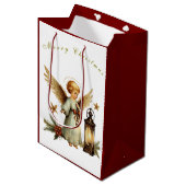 Schöner Weihnachtsangel Mittlere Geschenktüte (Vorderseite Schrägansicht)