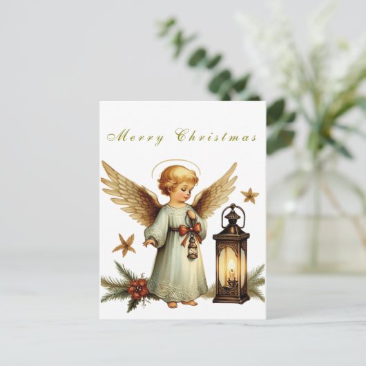 Schöner Weihnachtsangel Postkarte (Stehend Vorderseite)