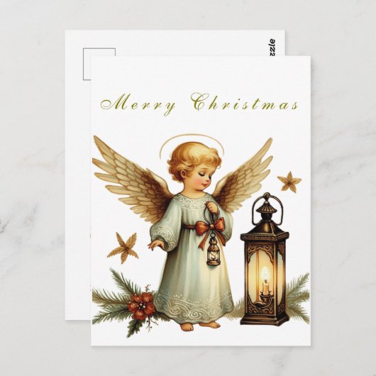 Schöner Weihnachtsangel Postkarte (Vorne/Hinten)