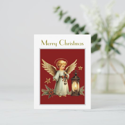 Schöner Weihnachtsangel Postkarte (Stehend Vorderseite)