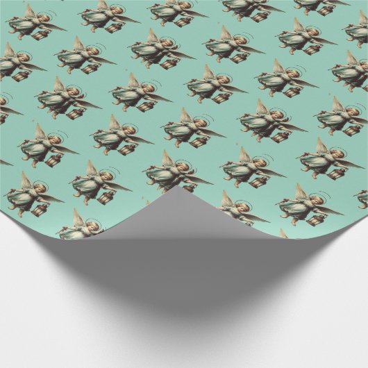 Schöner Weihnachtsangel und Lattern Geschenkpapier (Ecke)