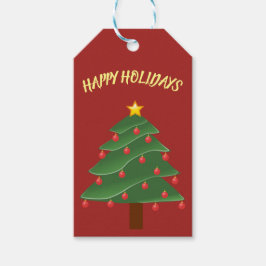 Schöner Weihnachtsbaum auf dem Roten Geschenktag Geschenkanhänger