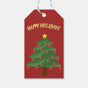 Schöner Weihnachtsbaum auf dem Roten Geschenktag Geschenkanhänger