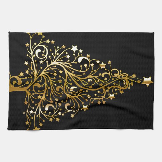 Schöner Weihnachtsbaum aus sternhartem Metall Küchentuch (Horizontal)