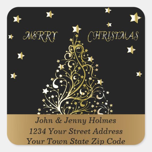 Schöner Weihnachtsbaum aus sternhartem Metall Quadratischer Aufkleber (Vorderseite)
