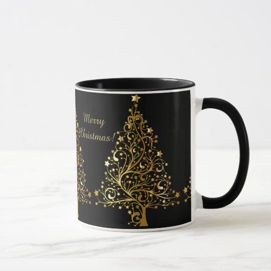 Schöner Weihnachtsbaum aus sternhartem Metall Tasse (Rechts)