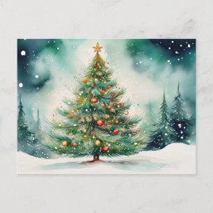 Schöner Weihnachtsbaum im Freien Feiertagspostkarte