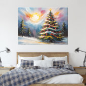 Schöner Weihnachtsbaum im Snowy Wonderland Leinwanddruck (Insitu (Schlafzimmer))