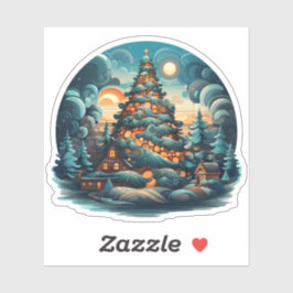 Schöner Weihnachtsbaum im Wald glücklicher Urlaub Aufkleber