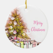 Schöner Weihnachtsbaum mit Geschenken Keramik Ornament (Hinten)