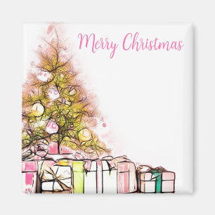 Schöner Weihnachtsbaum mit Geschenken Magnet