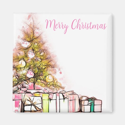 Schöner Weihnachtsbaum mit Geschenken Magnet (Vorne)