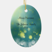 Schöner Weihnachtsbaum mit Schnee und goldenen Lic Keramik Ornament (Hinten)