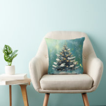 Schöner Weihnachtsbaum mit Schnee und goldenen Lic