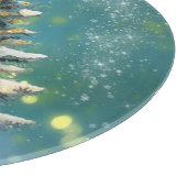 Schöner Weihnachtsbaum mit Schnee und goldenen Lic Schneidebrett (Ecke)