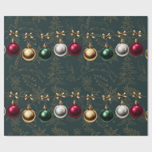 Schöner Weihnachtsbaumkugel-Schmuck Geschenkpapier (Flach)