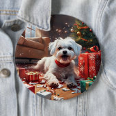 Schöner Weihnachtsjunge, Niedlich, lustig, Cartoon Button (Beispiel)