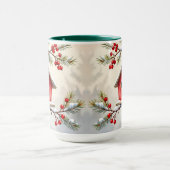 Schöner Weihnachtskardinal und Kiefernzweige Tasse (Zentrum)