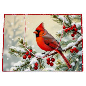 Schöner Weihnachtskardinal und Schneeflocken Weihn Große Geschenktüte (Vorderseite)