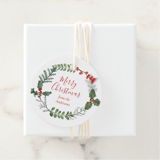 Schöner Weihnachtskranz in Rot und Grün Geschenkanhänger (Beispiel)