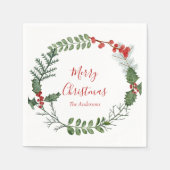 Schöner Weihnachtskranz in Rot und Grün Serviette (Vorderseite)