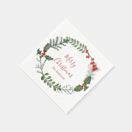 Schöner Weihnachtskranz in Rot und Grün Serviette (Ecke)