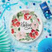 Schöner Weihnachtskranz in Wasserfarbe froh Pappteller (Party)