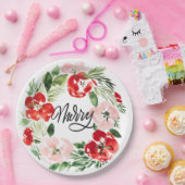 Schöner Weihnachtskranz in Wasserfarbe froh Pappteller (Party)