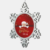 Schöner Weihnachtsmann Frohe Weihnachtsstext Custo Schneeflocken Zinn-Ornament (Rechts)