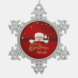 Schöner Weihnachtsmann Frohe Weihnachtsstext Custo Schneeflocken Zinn-Ornament