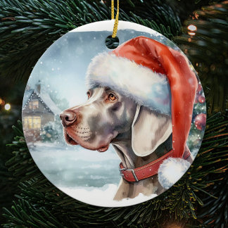 Schöner Weimaraner Hund Winter Weihnachten Keramik Ornament
