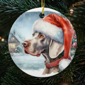 Schöner Weimaraner Hund Winter Weihnachten Keramik Ornament