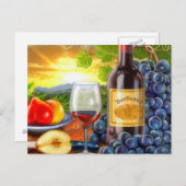 schöner Wein und Trauben Postkarte (Vorne/Hinten)