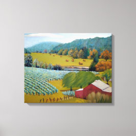 Schöner Weinberg mit farbenfroher Roter Blues Yell Leinwanddruck