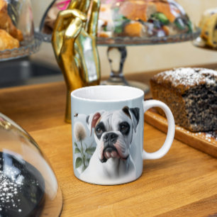 Schöner weißer Boxerdog in der Natur Kaffeetasse